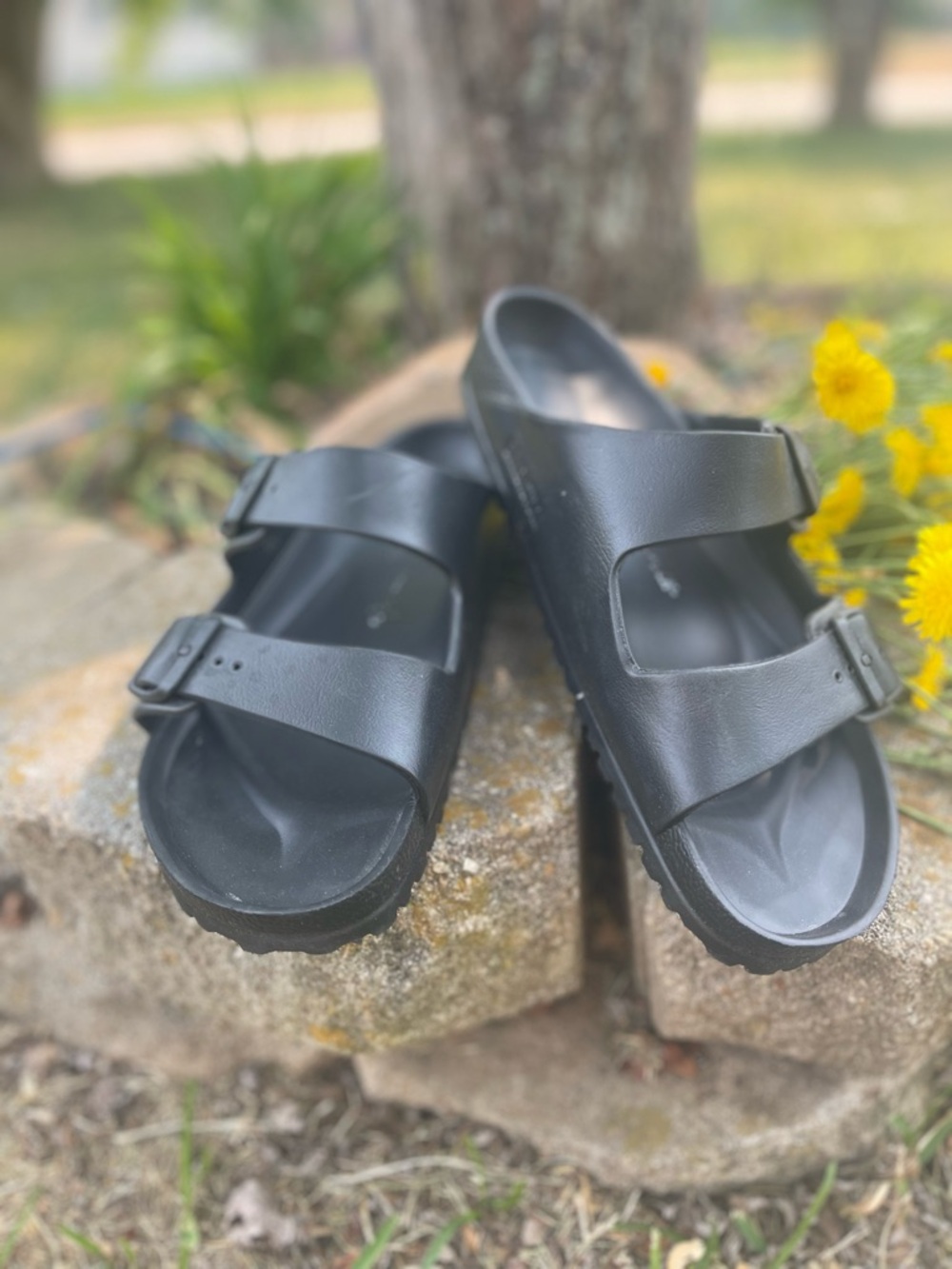 Birkenstock Black Two-Strap EVA Sandals